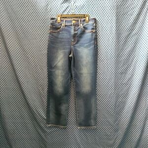 Express- Ladies Dark blue high-rise, straight ankle skinny denim jeans. Size- 4R